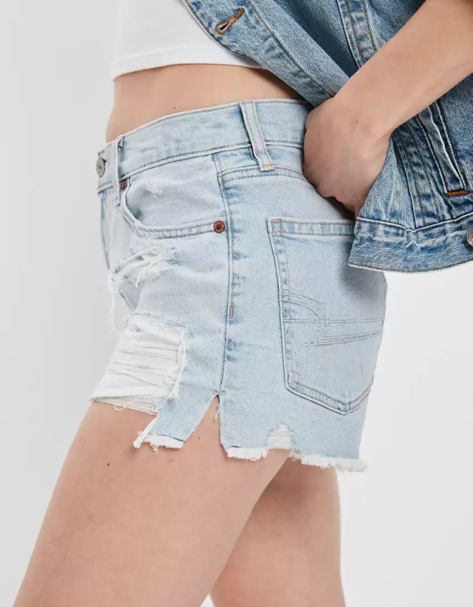 Shorts American Eagle AE Strigid Denim '90s Boyfriend Indigo Clair Femme | CUC-61718803